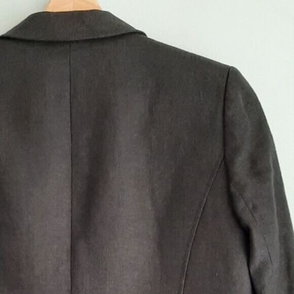 LAURA / 100% Linen Fabric Classic Blazer Jacket Button Front Neutral Black Sz 4 - Picture 13 of 15